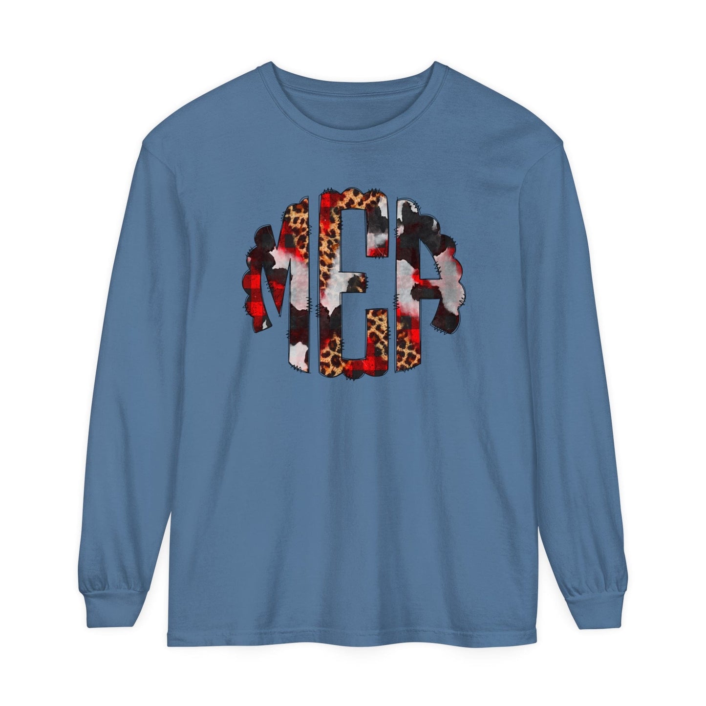 Long-sleeve Blue Jean / S Christmas Initials Comfort Colors® Long Sleeve Tee