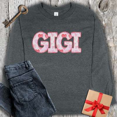 Long-sleeve Dark Heather / S Gigi Watercolor Long Sleeve Tee