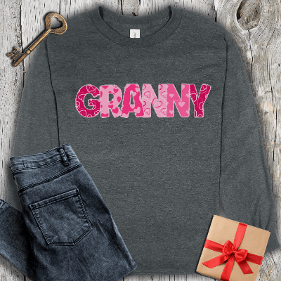 Long-sleeve Dark Heather / S Granny Hearts Long Sleeve Tee