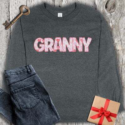Long-sleeve Dark Heather / S Granny Watercolor Long Sleeve Tee
