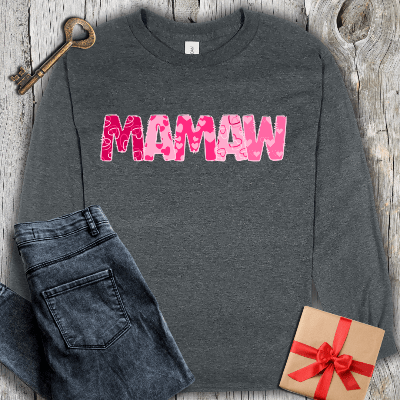 Long-sleeve Dark Heather / S Mamaw Hearts Long Sleeve Tee