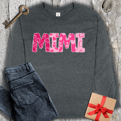 Long-sleeve Dark Heather / S Mimi Hearts Long Sleeve Tee