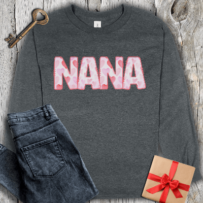 Long-sleeve Dark Heather / S Nana Watercolor Long Sleeve Tee