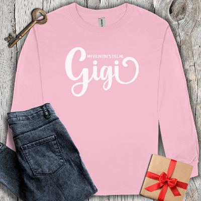 Long-sleeve Light Pink / S My Valentines Call Me Gigi Long Sleeve Tee