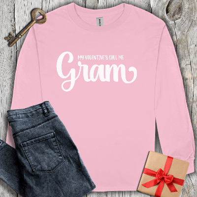 Long-sleeve Light Pink / S My Valentines Call Me Gram Long Sleeve Tee