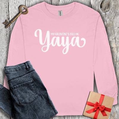 Long-sleeve Light Pink / S My Valentines Call Me Yaya Long Sleeve Tee
