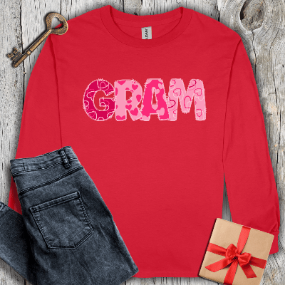 Long-sleeve Red / S Gram Hearts Long Sleeve Tee