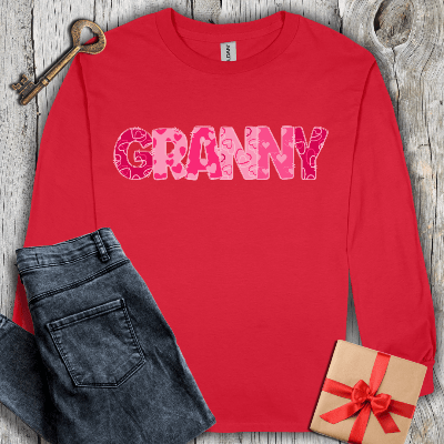 Long-sleeve Red / S Granny Hearts Long Sleeve Tee