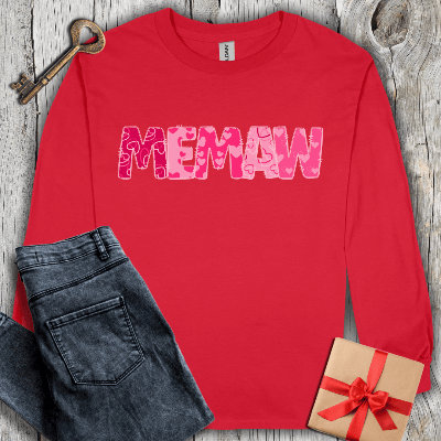 Long-sleeve Red / S Memaw Hearts Long Sleeve Tee