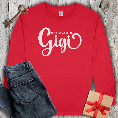 Long-sleeve Red / S My Valentines Call Me Gigi Long Sleeve Tee