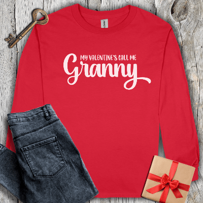 Long-sleeve Red / S My Valentines Call Me Granny Long Sleeve Tee