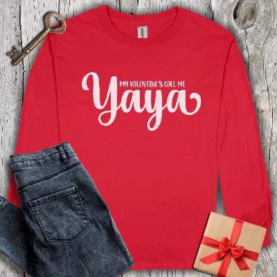 Long-sleeve Red / S My Valentines Call Me Yaya Long Sleeve Tee