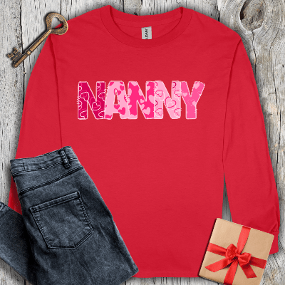 Long-sleeve Red / S Nanny Hearts Long Sleeve Tee