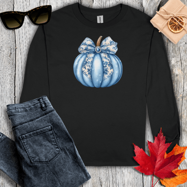 Long-sleeve S / Black Blue Pumpkin Coquette Long Sleeve Tee