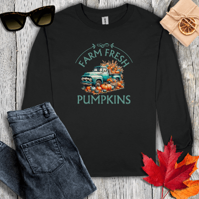Long-sleeve S / Black Farm Fresh Pumpkins Long Sleeve Tee