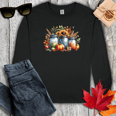 Long-sleeve S / Black Mason Jars Long Sleeve Tee