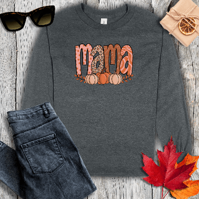 Long-sleeve S / Dark Heather Fall Mama Long Sleeve Tee