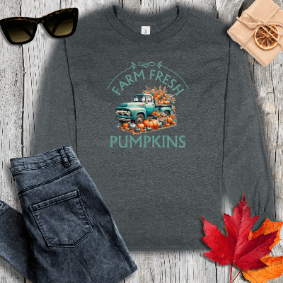 Long-sleeve S / Dark Heather Farm Fresh Pumpkins Long Sleeve Tee