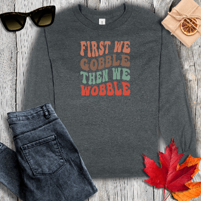 Long-sleeve S / Dark Heather First We Gobble Long Sleeve Tee