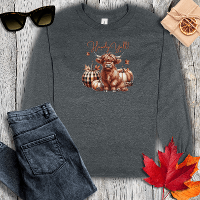 Long-sleeve S / Dark Heather Howdy Yall Long Sleeve Tee