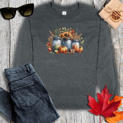 Long-sleeve S / Dark Heather Mason Jars Long Sleeve Tee