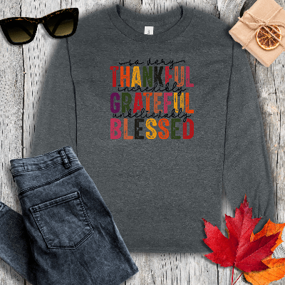 Long-sleeve S / Dark Heather So Very Thankful Long Sleeve Tee