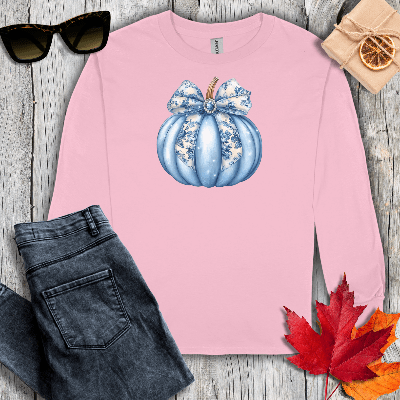 Long-sleeve S / Light Pink Blue Pumpkin Coquette Long Sleeve Tee