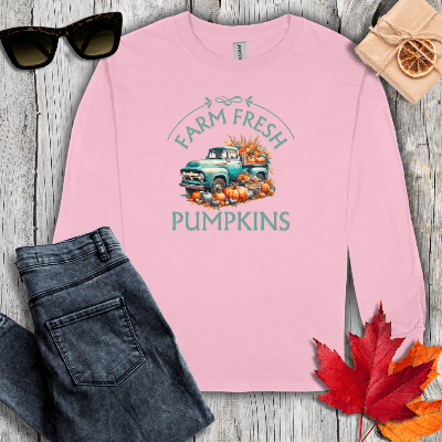 Long-sleeve S / Light Pink Farm Fresh Pumpkins Long Sleeve Tee