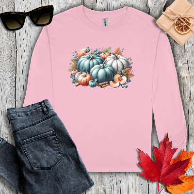 Long-sleeve S / Light Pink Pumpkins and Blueberries Long Sleeve Tee