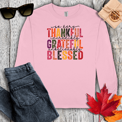 Long-sleeve S / Light Pink So Very Thankful Long Sleeve Tee