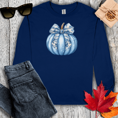 Long-sleeve S / Navy Blue Pumpkin Coquette Long Sleeve Tee