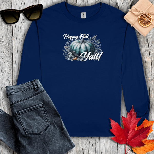 Long-sleeve S / Navy Happy Fall Yall Long Sleeve Tee