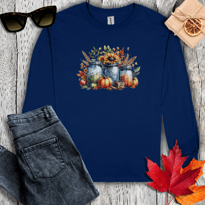 Long-sleeve S / Navy Mason Jars Long Sleeve Tee