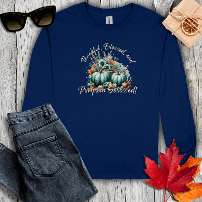 Long-sleeve S / Navy Pumpkin Obsessed Long Sleeve Tee