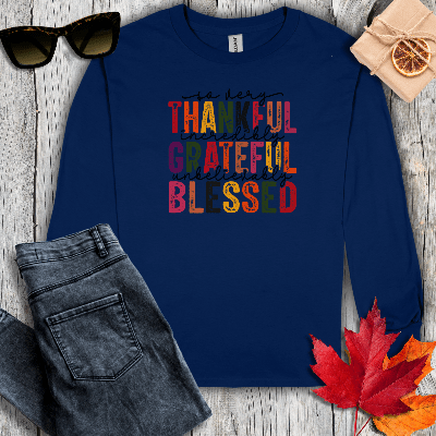 Long-sleeve S / Navy So Very Thankful Long Sleeve Tee