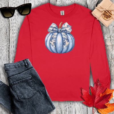 Long-sleeve S / Red Blue Pumpkin Coquette Long Sleeve Tee