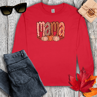 Long-sleeve S / Red Fall Mama Long Sleeve Tee