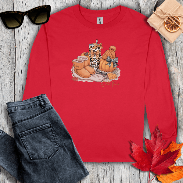 Long-sleeve S / Red #FallVibes Long Sleeve Tee