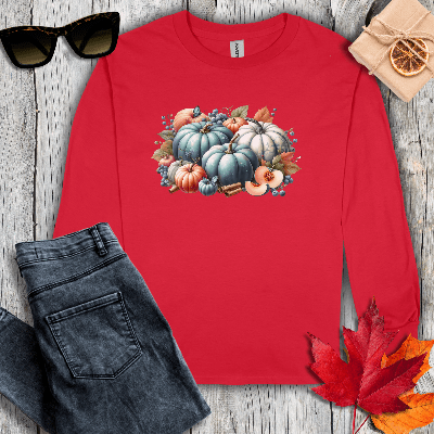 Long-sleeve S / Red Pumpkins and Blueberries Long Sleeve Tee