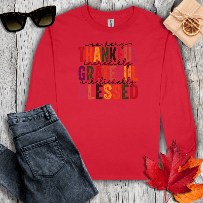 Long-sleeve S / Red So Very Thankful Long Sleeve Tee