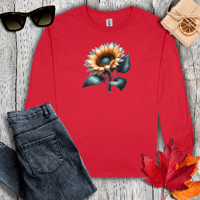 Long-sleeve S / Red Sunflower Long Sleeve Tee