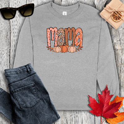Long-sleeve S / Sport Grey Fall Mama Long Sleeve Tee