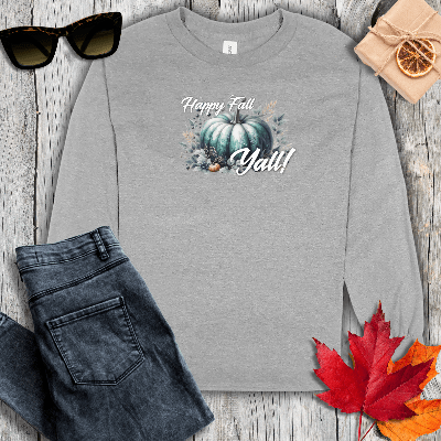 Long-sleeve S / Sport Grey Happy Fall Yall Long Sleeve Tee