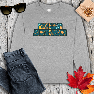 Long-sleeve S / Sport Grey Hello Autumn Teal Inlay Long Sleeve Tee