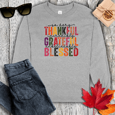 Long-sleeve S / Sport Grey So Very Thankful Long Sleeve Tee