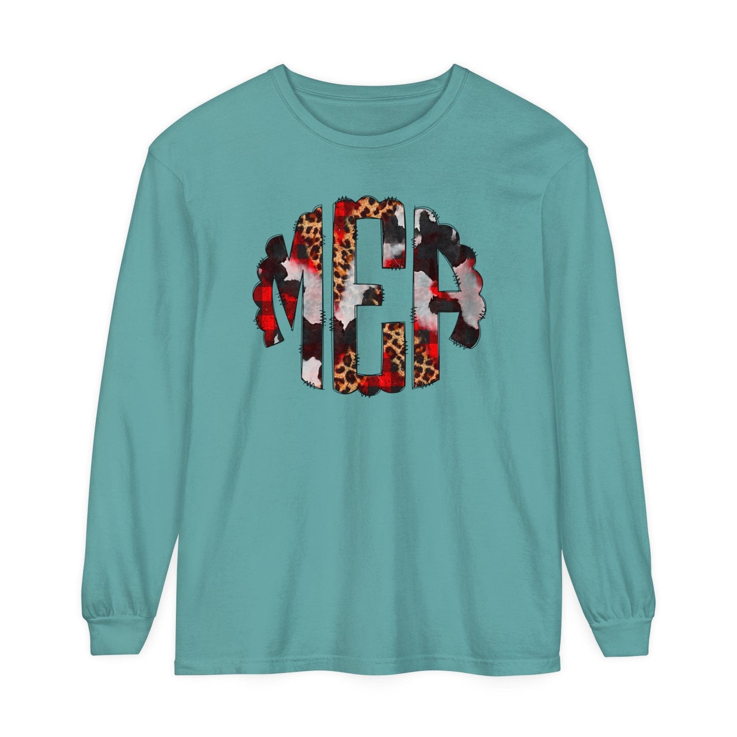 Long-sleeve Seafoam / S Christmas Initials Comfort Colors® Long Sleeve Tee