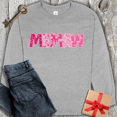 Long-sleeve Sport Grey / S Memaw Hearts Long Sleeve Tee