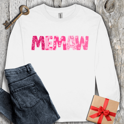 Long-sleeve White / S Memaw Hearts Long Sleeve Tee