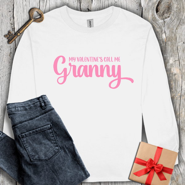 Long-sleeve White / S My Valentines Call Me Granny Long Sleeve Tee