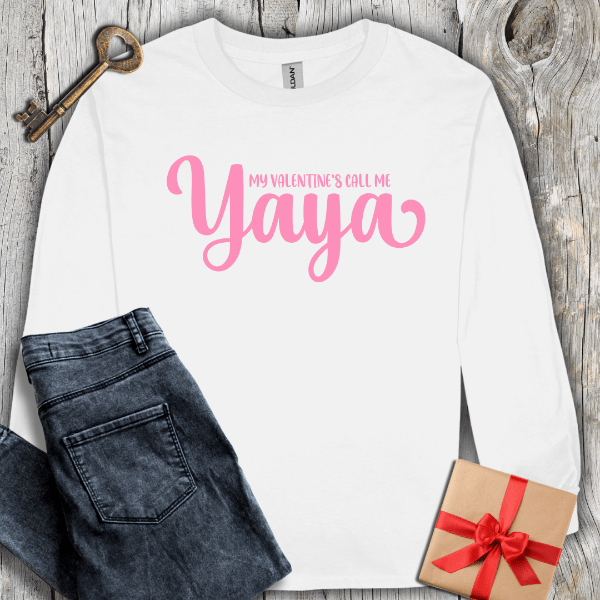 Long-sleeve White / S My Valentines Call Me Yaya Long Sleeve Tee
